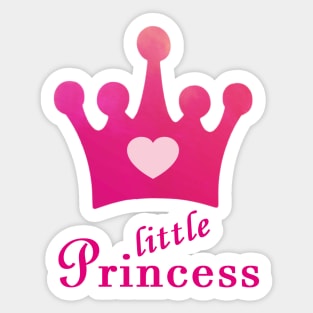 Cute Little Princess with Pink Crown and Heart Sticker